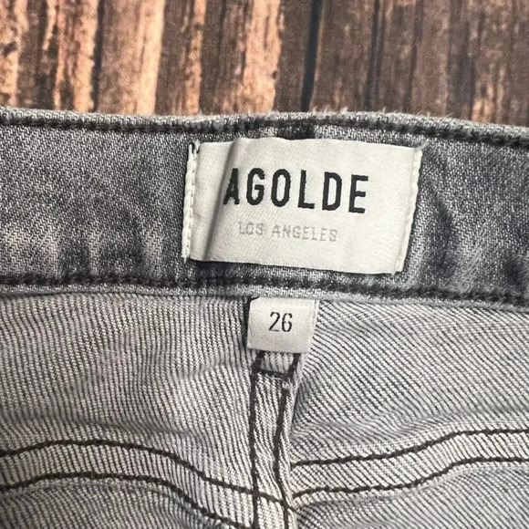 Agolde Nico High Rise Slim Fit Jeans Women's Size 26 Gray Distressed - Picture 3 of 5
